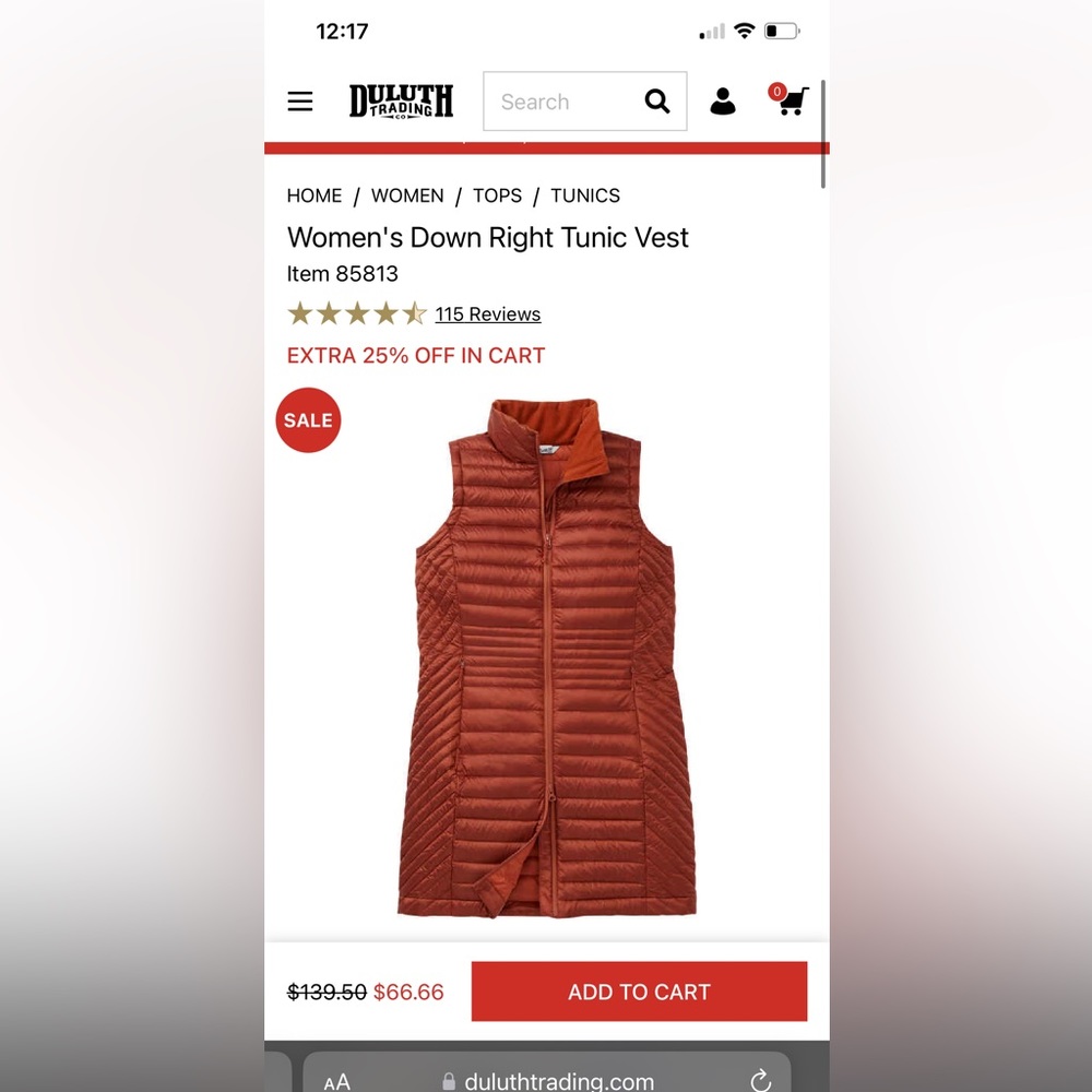 Duluth women’s Down Right Tunic Vest